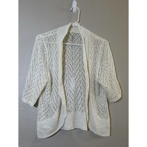 Crochet Shrug Bolero whimsical Fairy Core Boho Romantic Ivory Knit Chevron